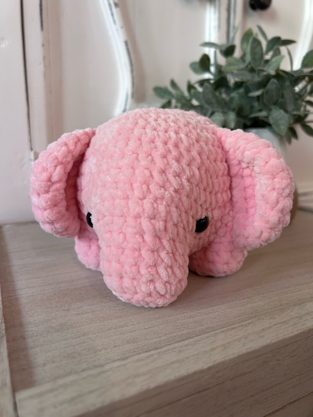 🐘 Hand Crocheted Pink Elephant 7” Wide